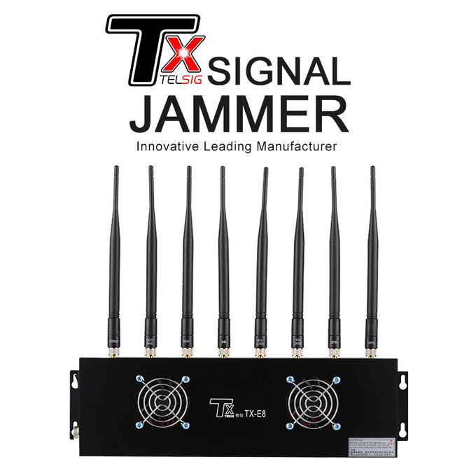 Alluminum Alloy Rf Signal Jammer , 8 Antenna Military Gps Jammer Device