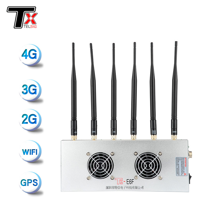 6 Channel Desktop Wifi Signal Scrambler Two Fans Radius 5-30 Meter For Examination Room