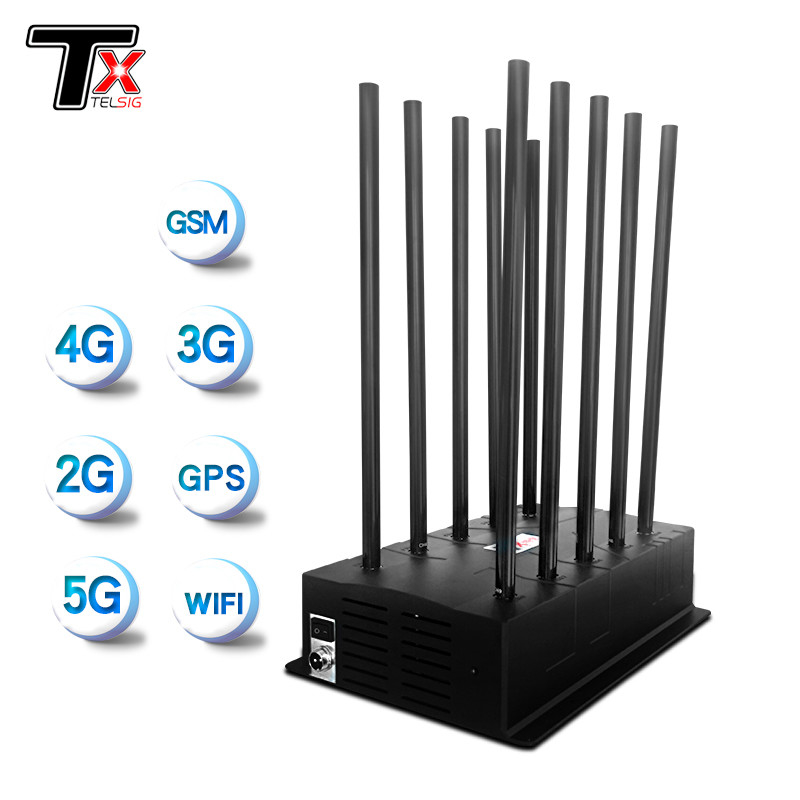 100W High Power Desktop WiFi Signal Jammer Radius 5-50 Meter 10 Channels Customized