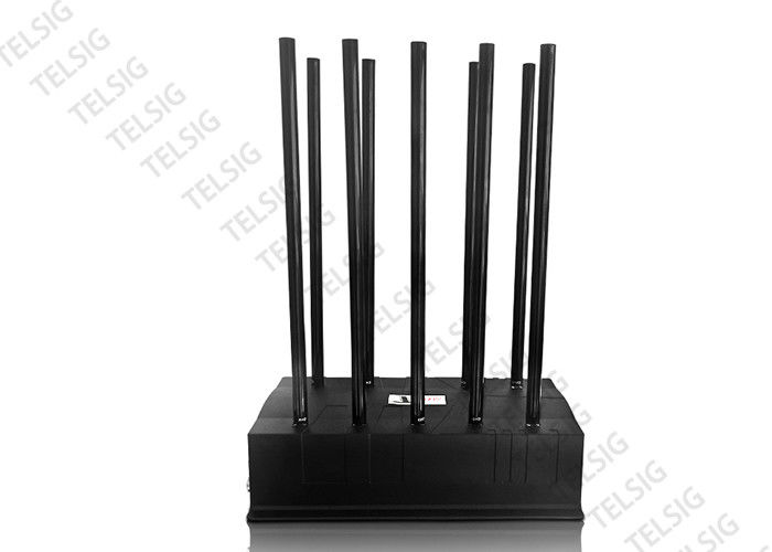 24 Hours 100W High Power Mobile Phone Jammer 10 Antenna Adjustable With AC Adapter